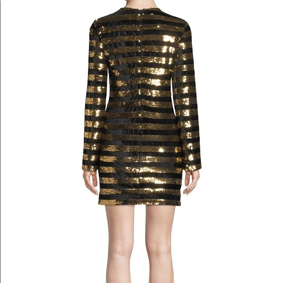 rta x Revolve crystal gold sequined stripe dress 6 - Picture 5 of 7
